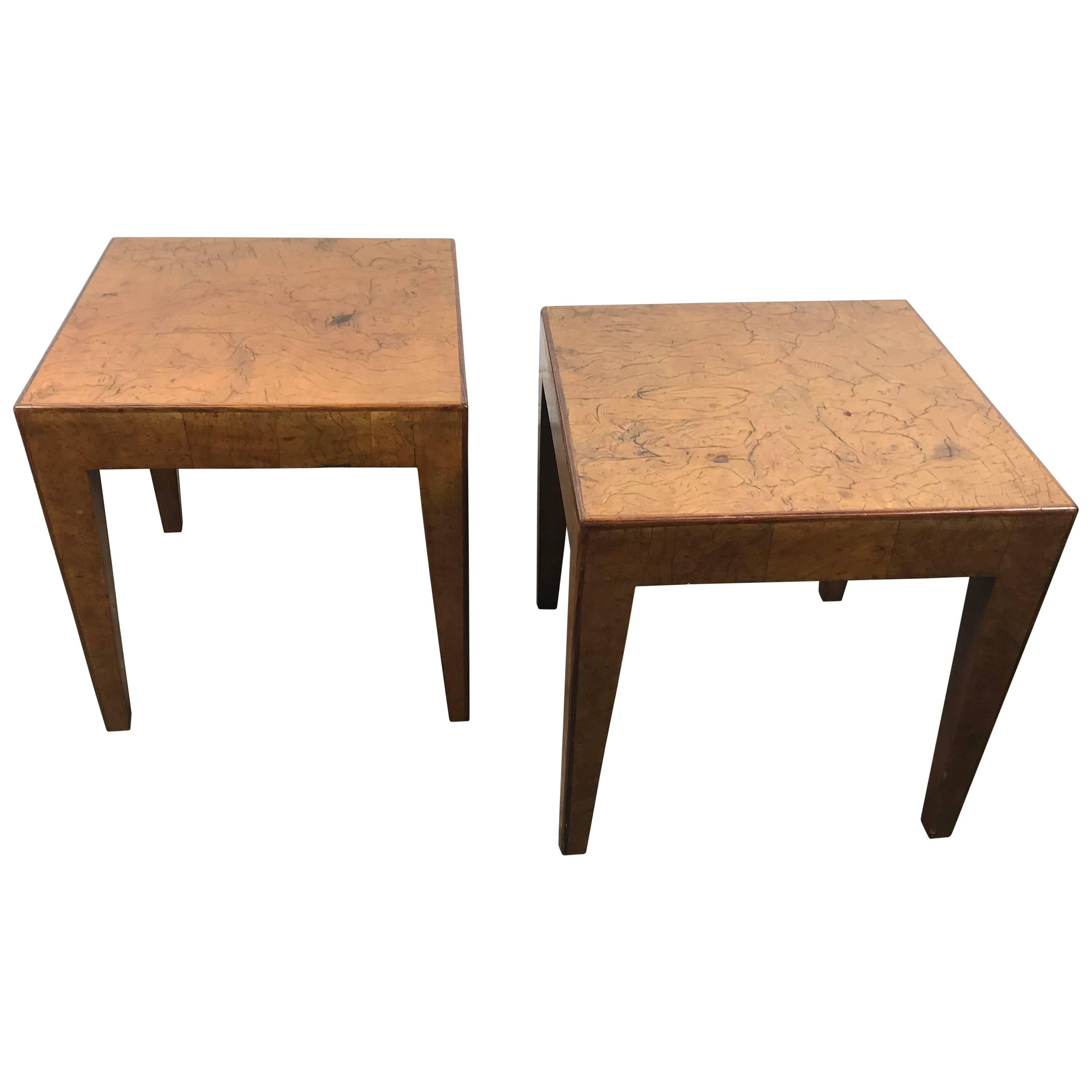 Pair of Elm Burl Wood Italian Modernist Tables 1940s after Willy Rizzo