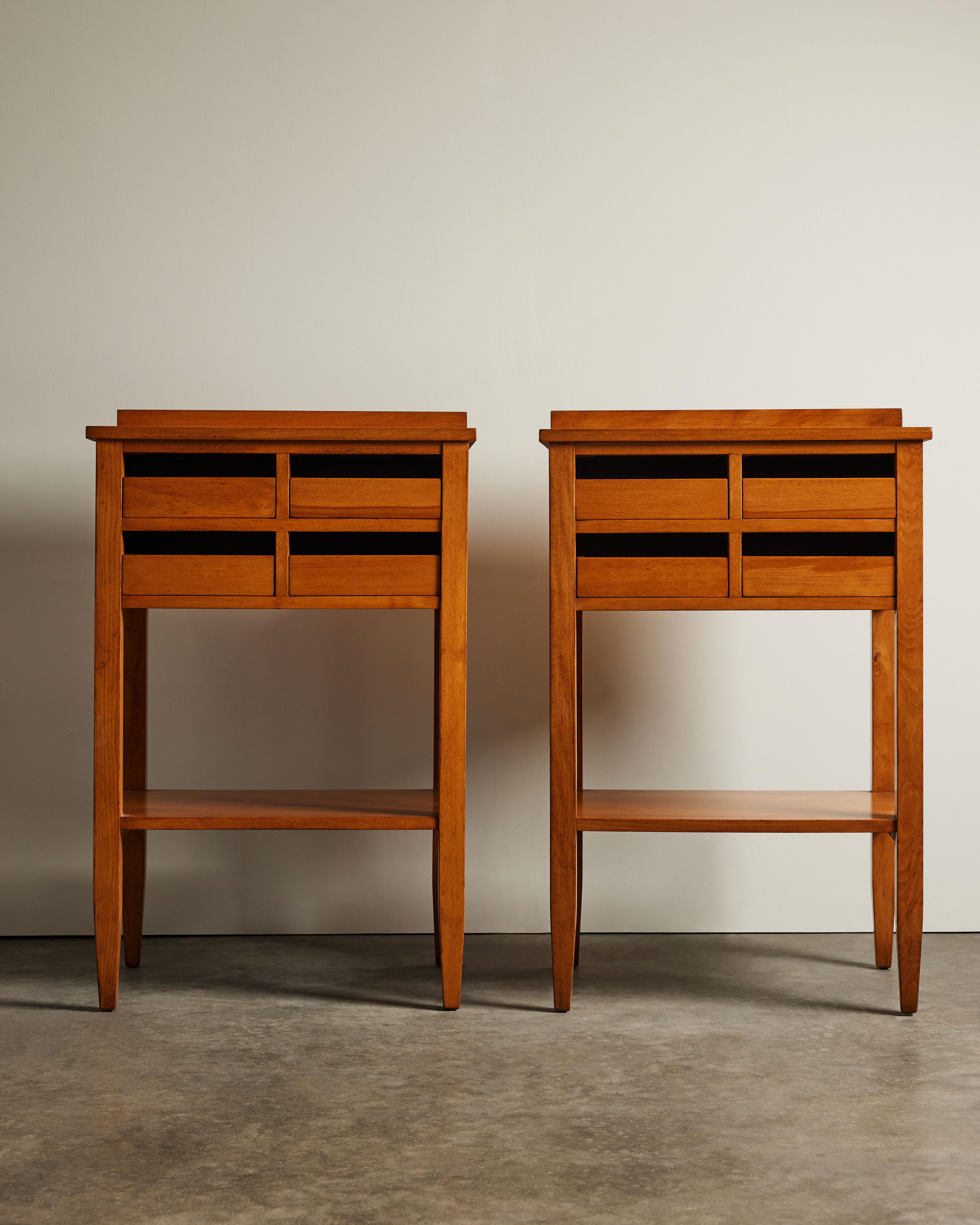 Tall pair of side tables with interesting storage compartments. These were in Robert's personal collection for many years.
