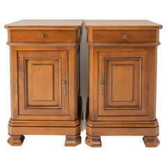 Pair of Elm Nightstands Side Cabinets Bedside Tables Louis Philippe st., French