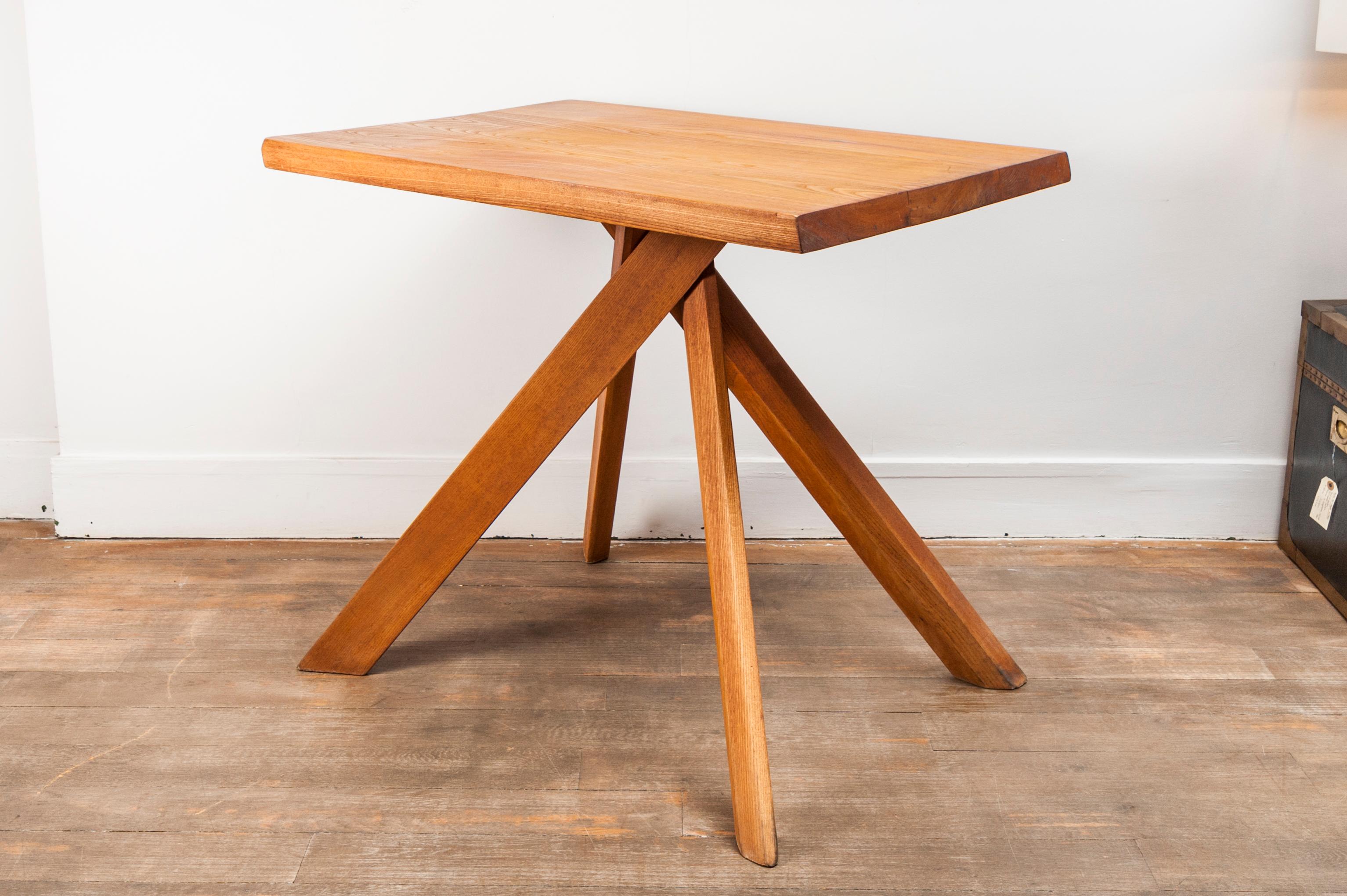 Pair of Elm Tables, Model T27A by Pierre Chapo 4