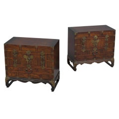 Pair of Elm Tansu Chests