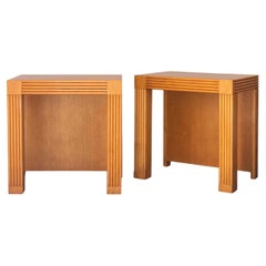 Ein Paar Beistelltische oder Nachttische aus Ulmenholz, Mid-Century Modern, Frankreich 1980er Jahre