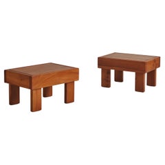 Pair of Elm Wood Side Tables by Maison Regain, France 1970s