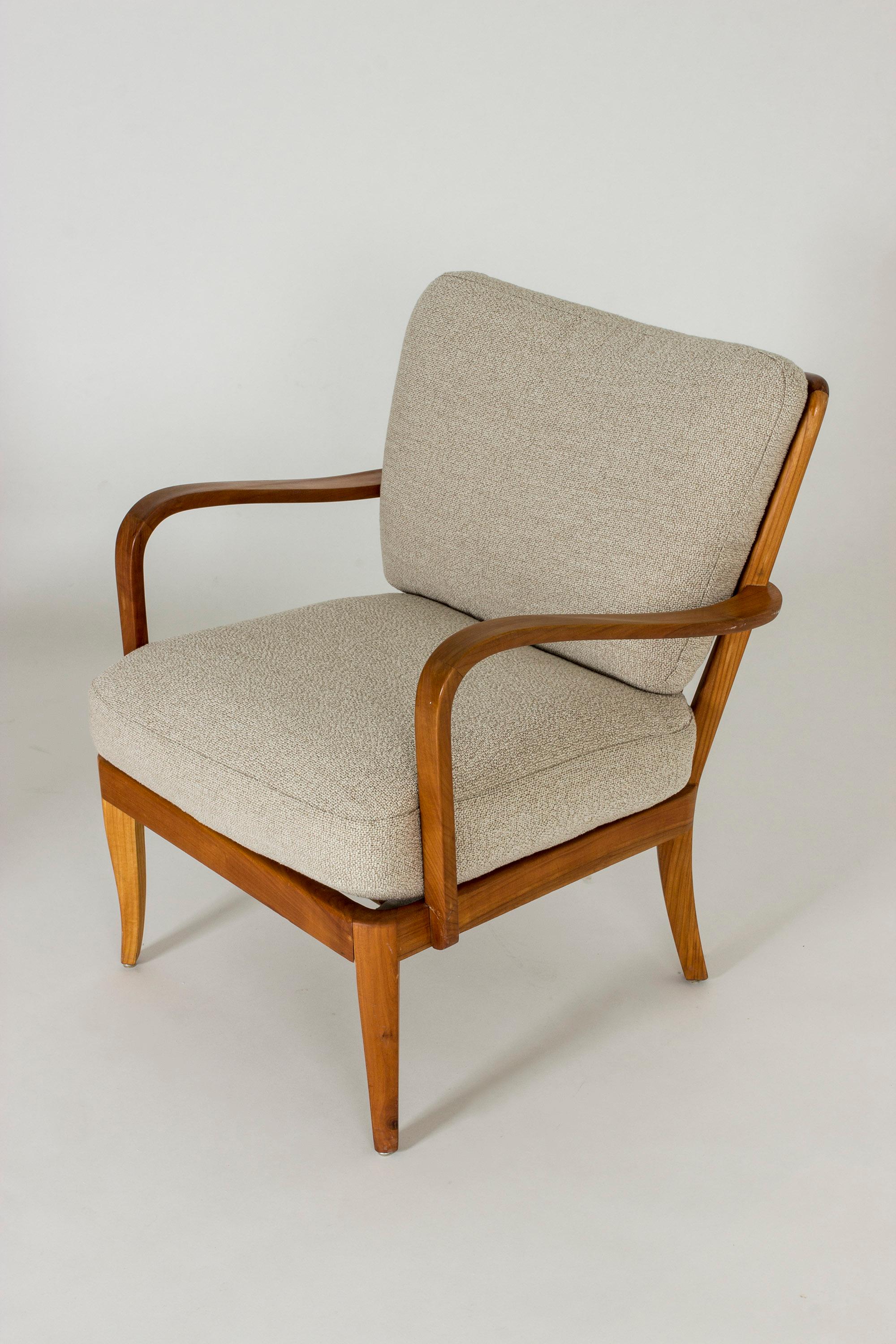 Mid-20th Century Pair of Elmwood Lounge Chairs by G.A. Berg, Sweden, 1940s