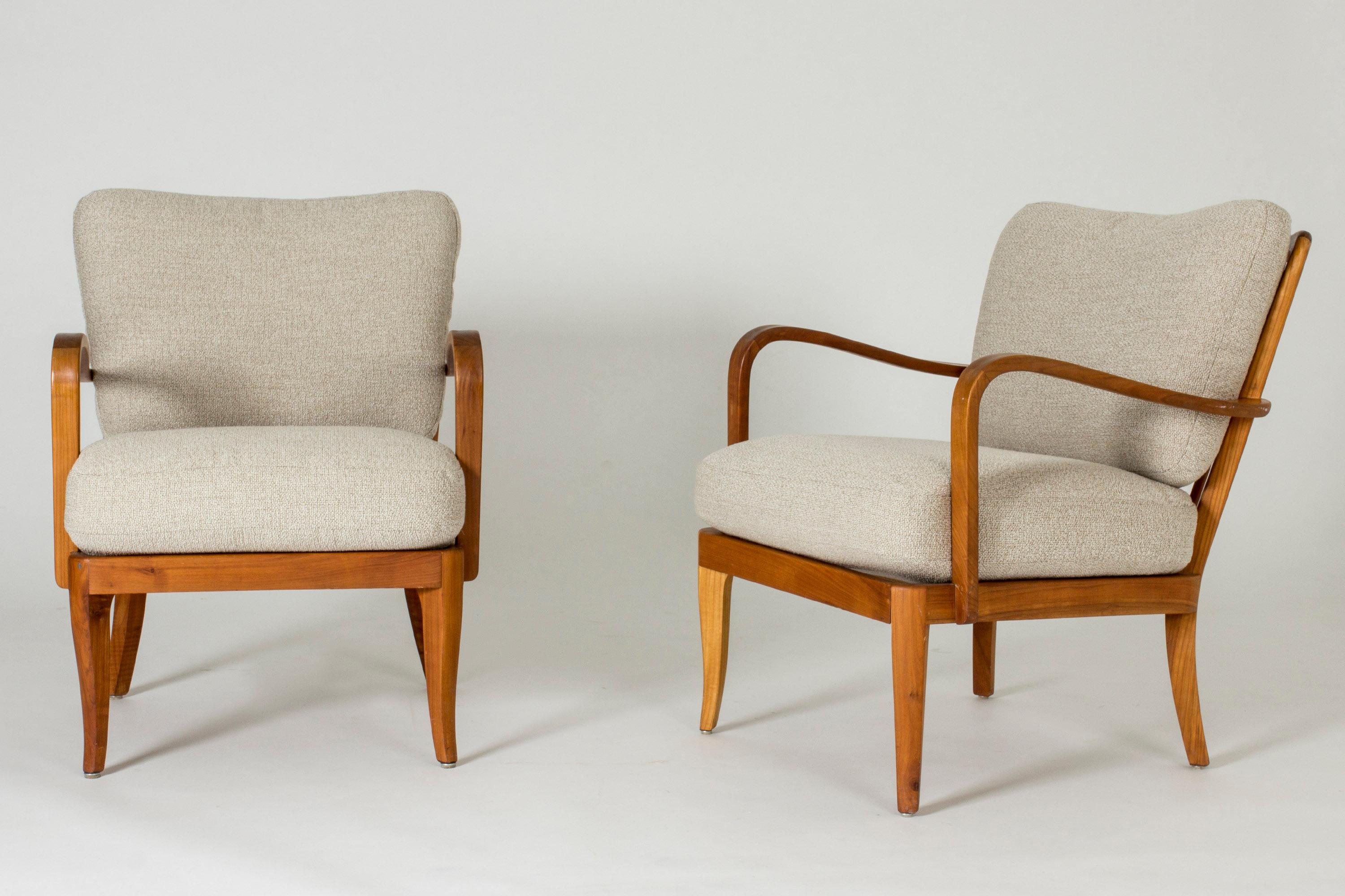 Pair of Elmwood Lounge Chairs by G.A. Berg, Sweden, 1940s 1