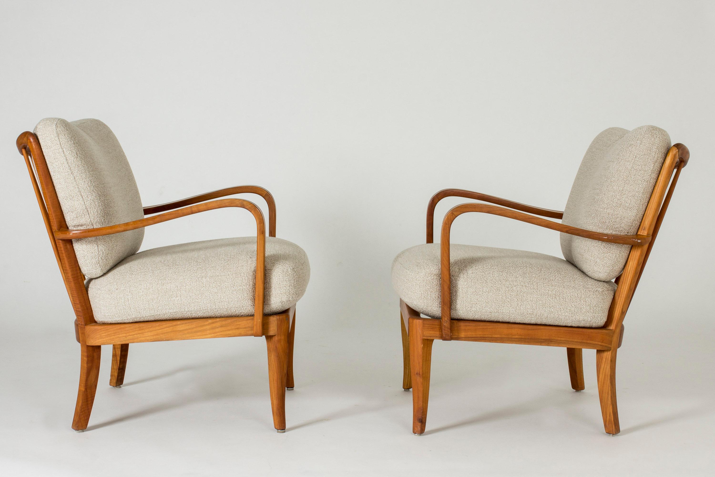 Pair of Elmwood Lounge Chairs by G.A. Berg, Sweden, 1940s 2