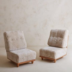 Pair of 'Elmyre' Lounge Chairs in Shearling by Guillerme et Chambron