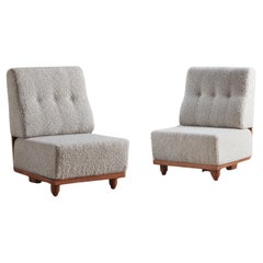 Pair of ‘Elmyre’ Lounge Chairs in Teddy Alpaca by Guillerme et Chambron, France 