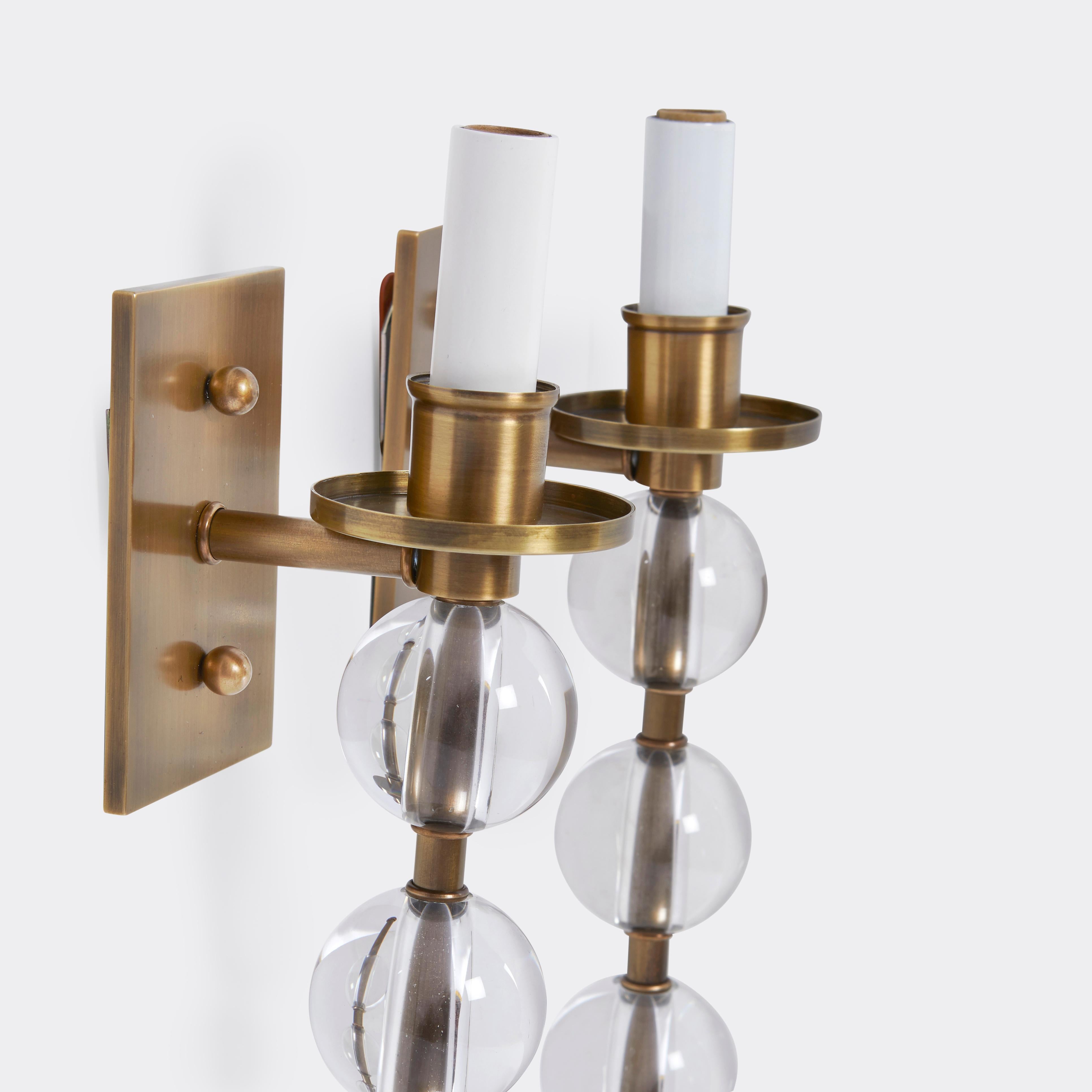 American Pair of Elongated Ephorus Sconces by David Duncan in Brass For Sale