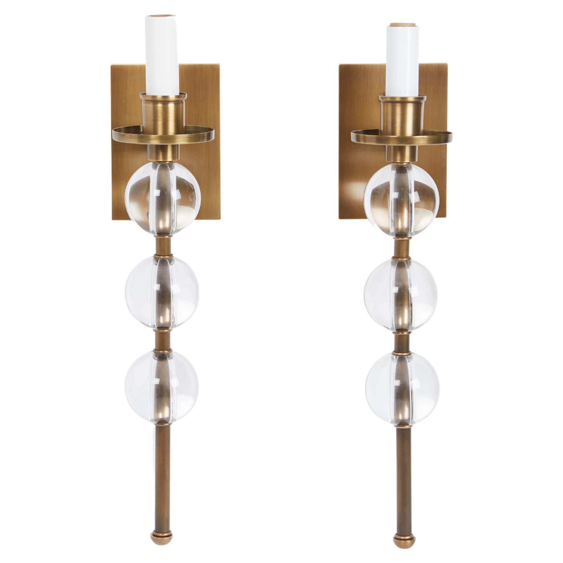 Pair of Elongated Ephorus Sconces by David Duncan in Brass