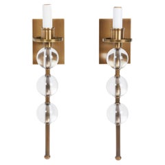 Pair of Elongated Ephorus Sconces by David Duncan in Brass