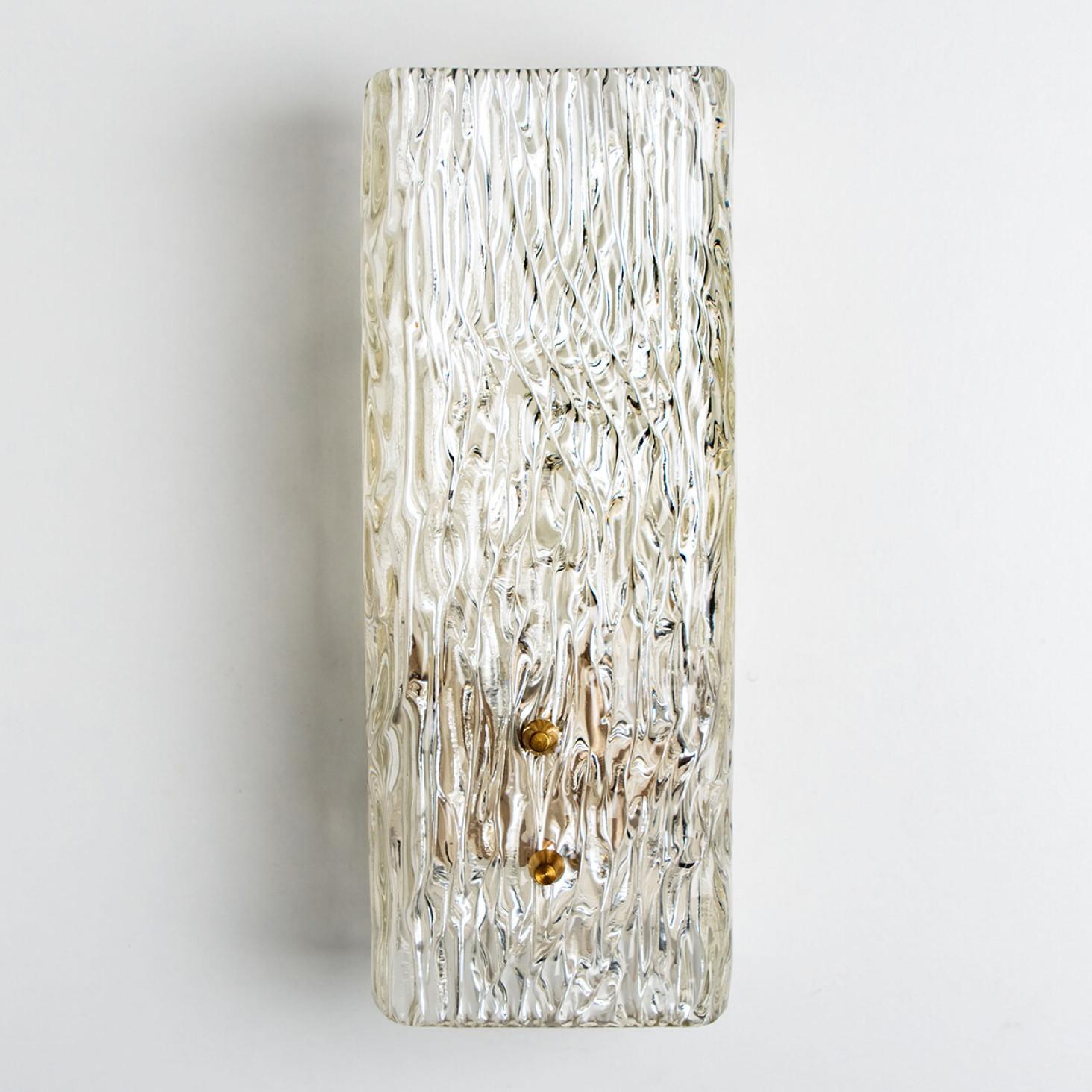 Pair of Elongated Gold Textured Glass Wall Lights by J.T. Kalmar, Austria For Sale 4