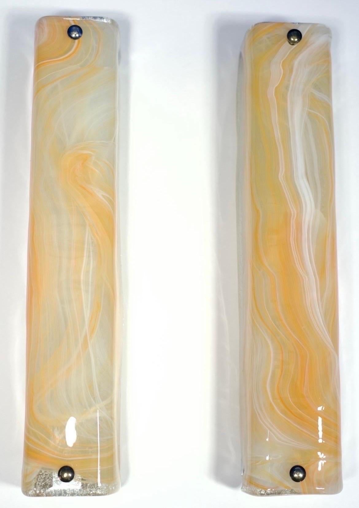 Pair of elongated sconces emulates marble , Italy 1980 For Sale 3