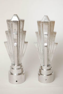 American Art Deco Pair of Elongated Starbursts Ornamental Sculptures