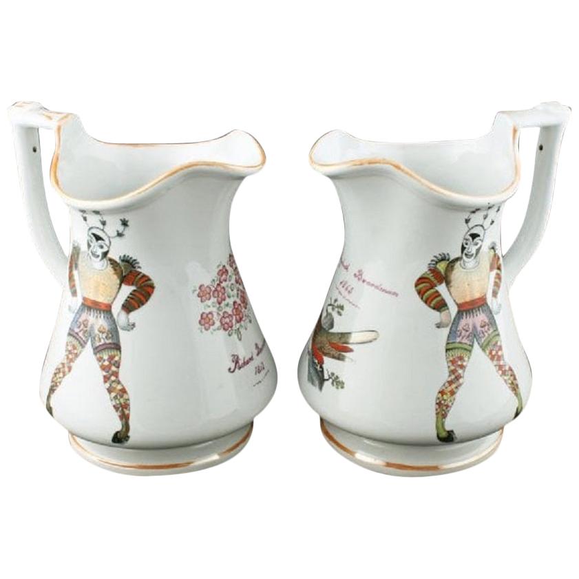Pair of Elsmore & Forster Puzzle Jugs, 19th Century For Sale
