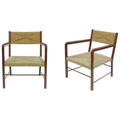 Pair of Emanuele Rambaldi Modernist Armchairs, Italy, 1940s