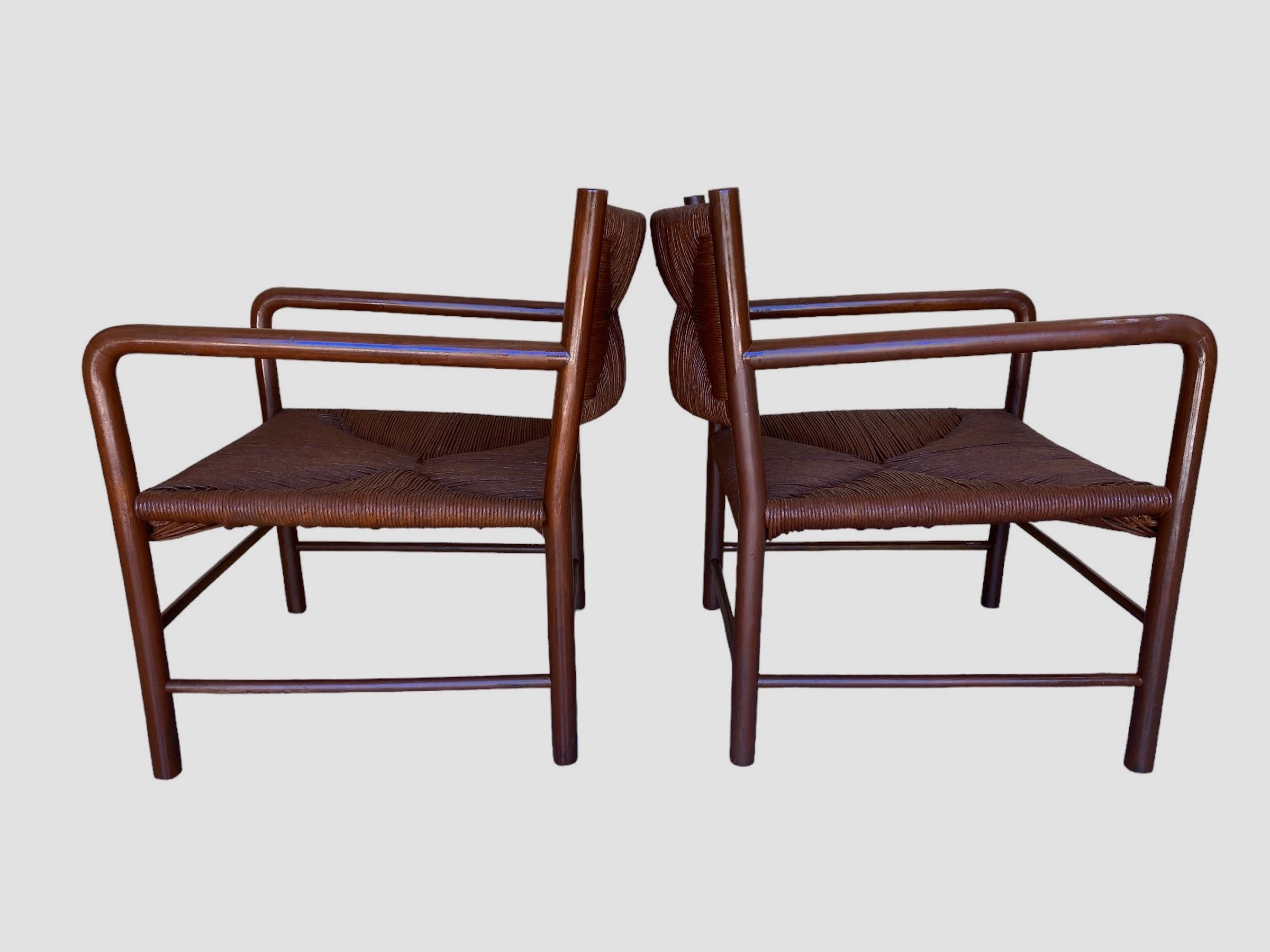 Pair of Emanuele Rambaldi Modernist Brown Lacquered Armchairs, Italy 1940s For Sale 4
