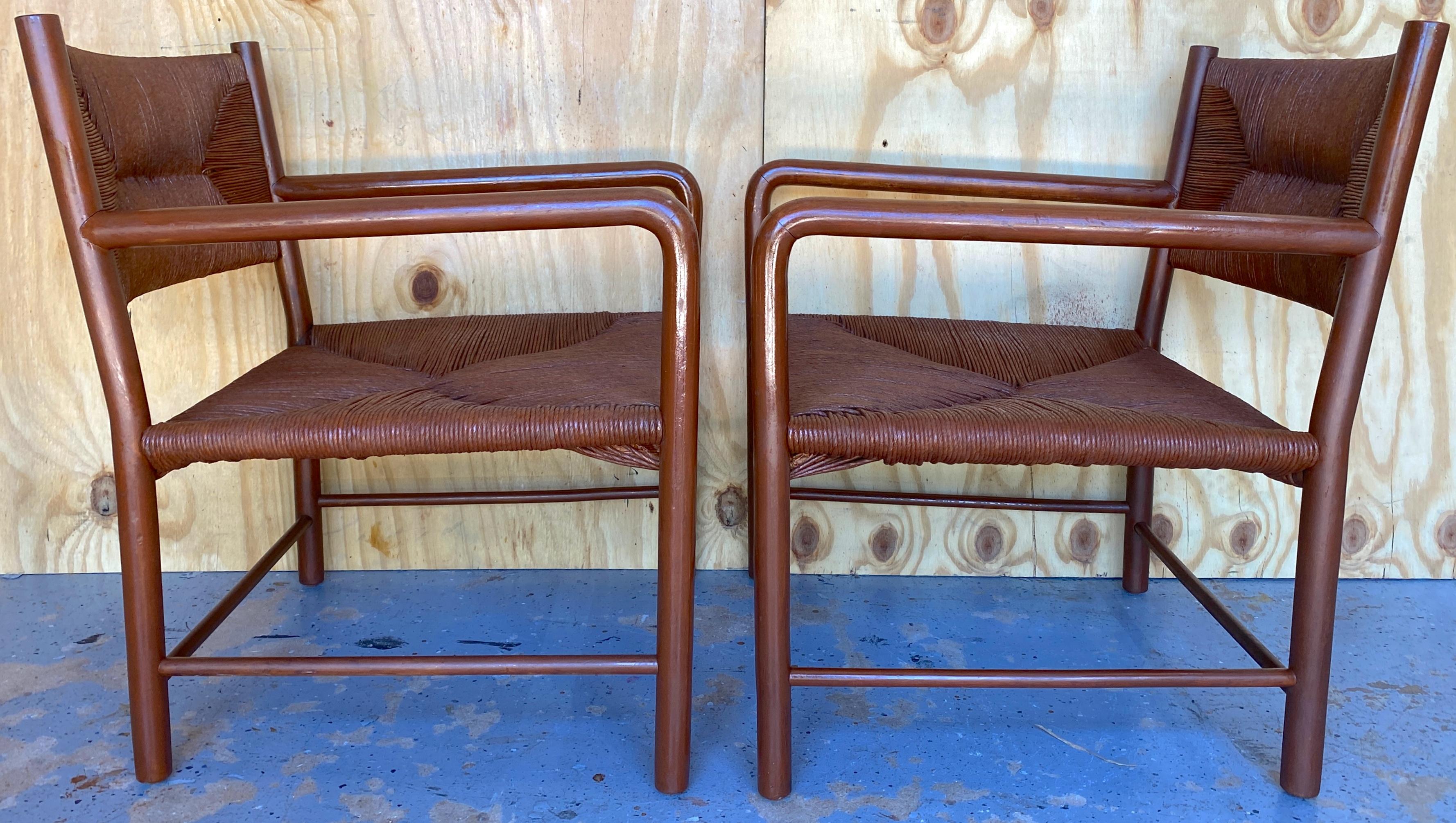 Pair of Emanuele Rambaldi Modernist Brown Lacquered Armchairs, Italy 1940s For Sale 1