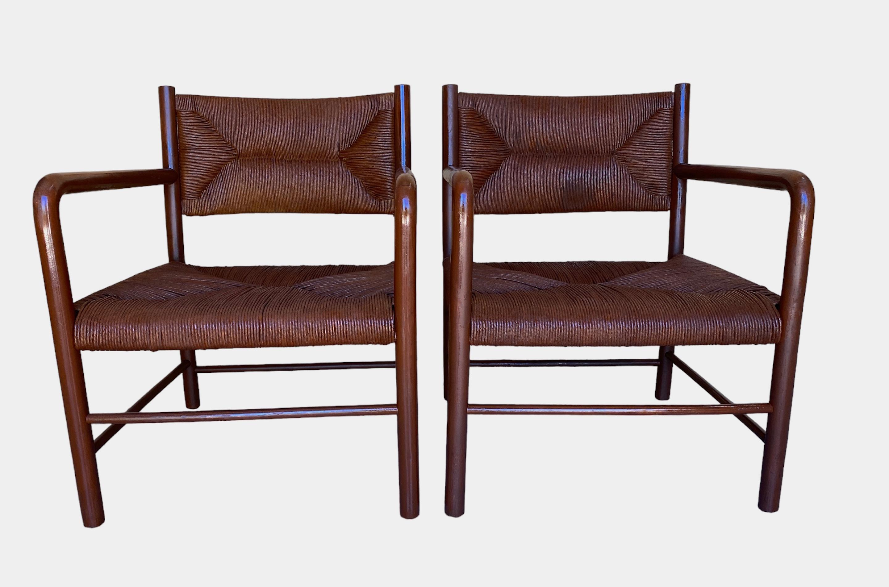 Paar modernistische, braun lackierte Sessel von Emanuele Rambaldi, Italien 1940er Jahre im Angebot 2