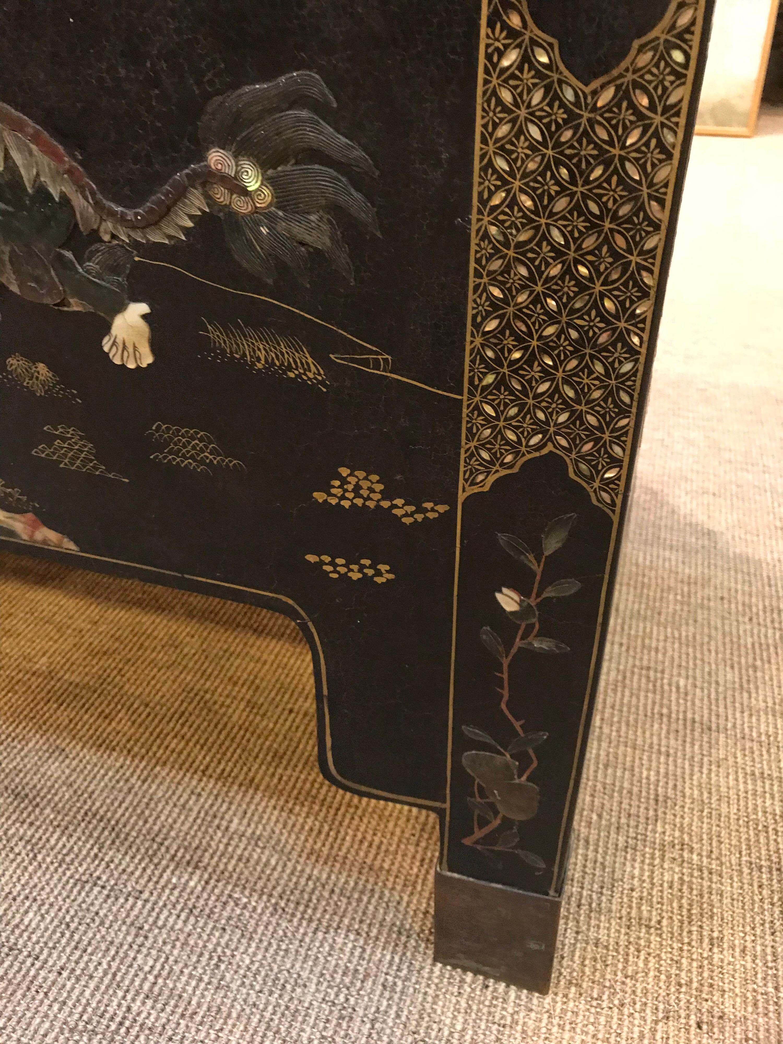 Pair of Embellished Chinese Lacquer Cabinets For Sale 7