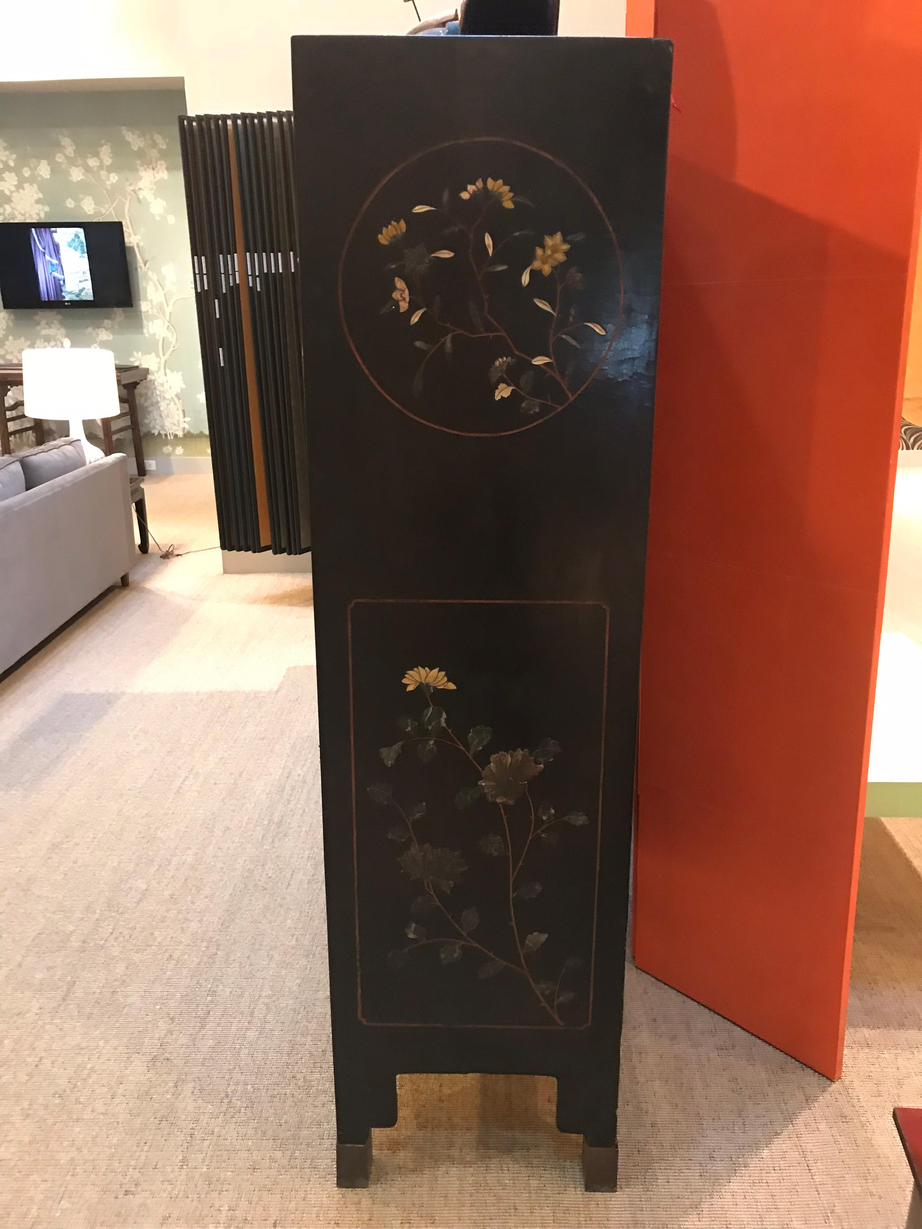 Pair of Embellished Chinese Lacquer Cabinets For Sale 9