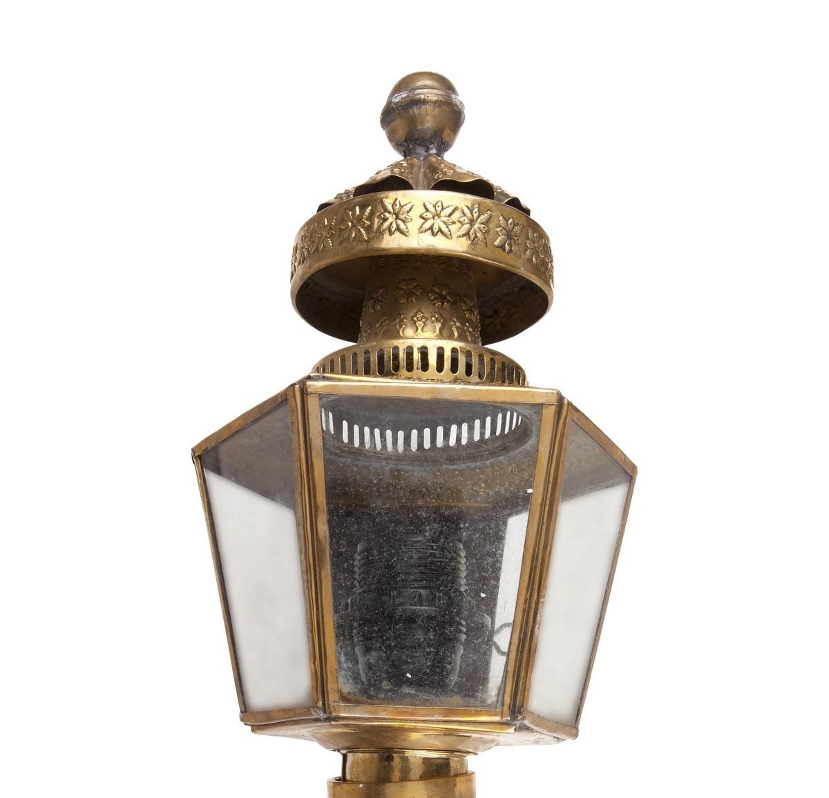 Pair of Embossed Brass Carriage Lights, Early 1900s 3