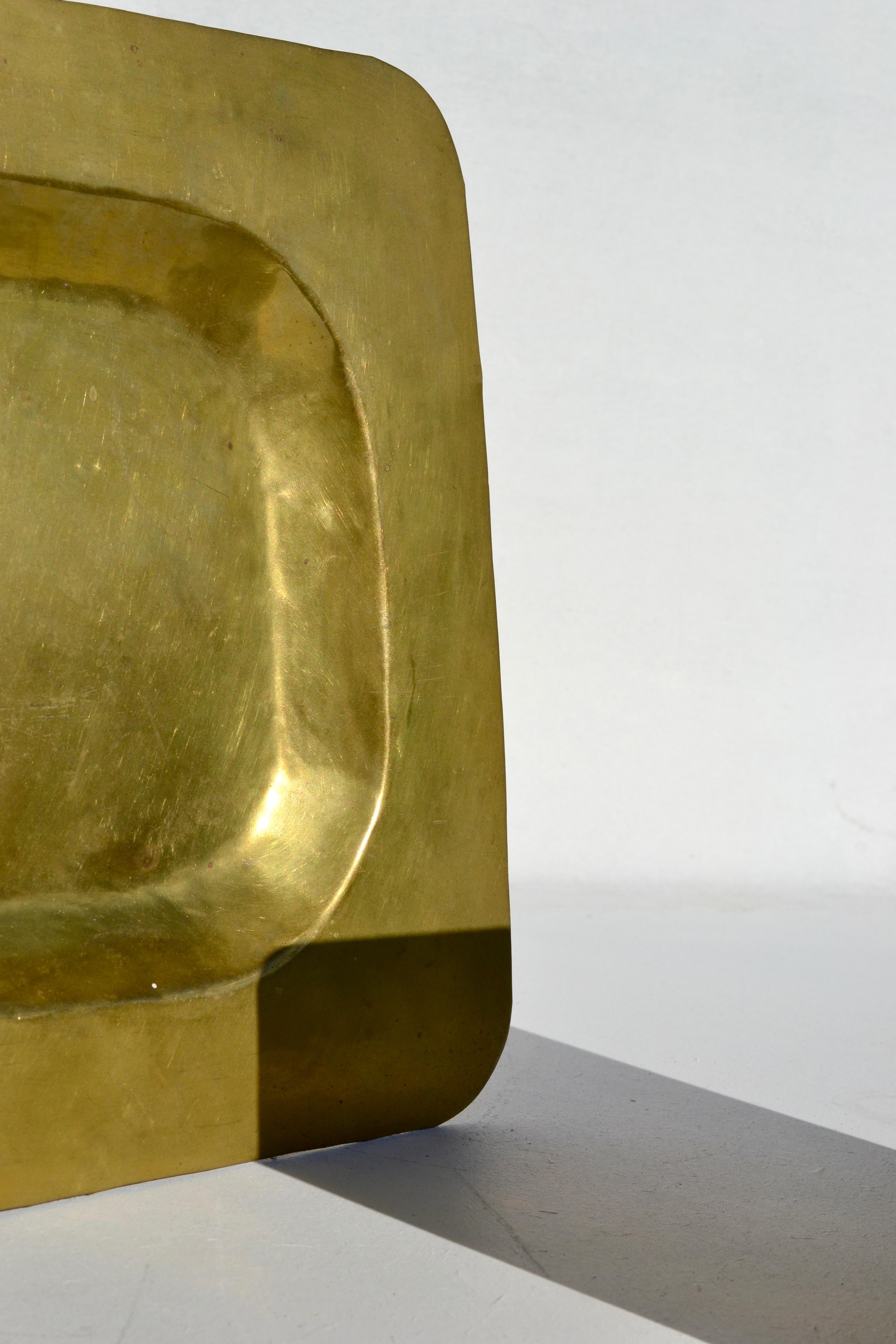 Late 20th Century Pair of Embossed Brass Trays — French Dinanderie, 1970s For Sale