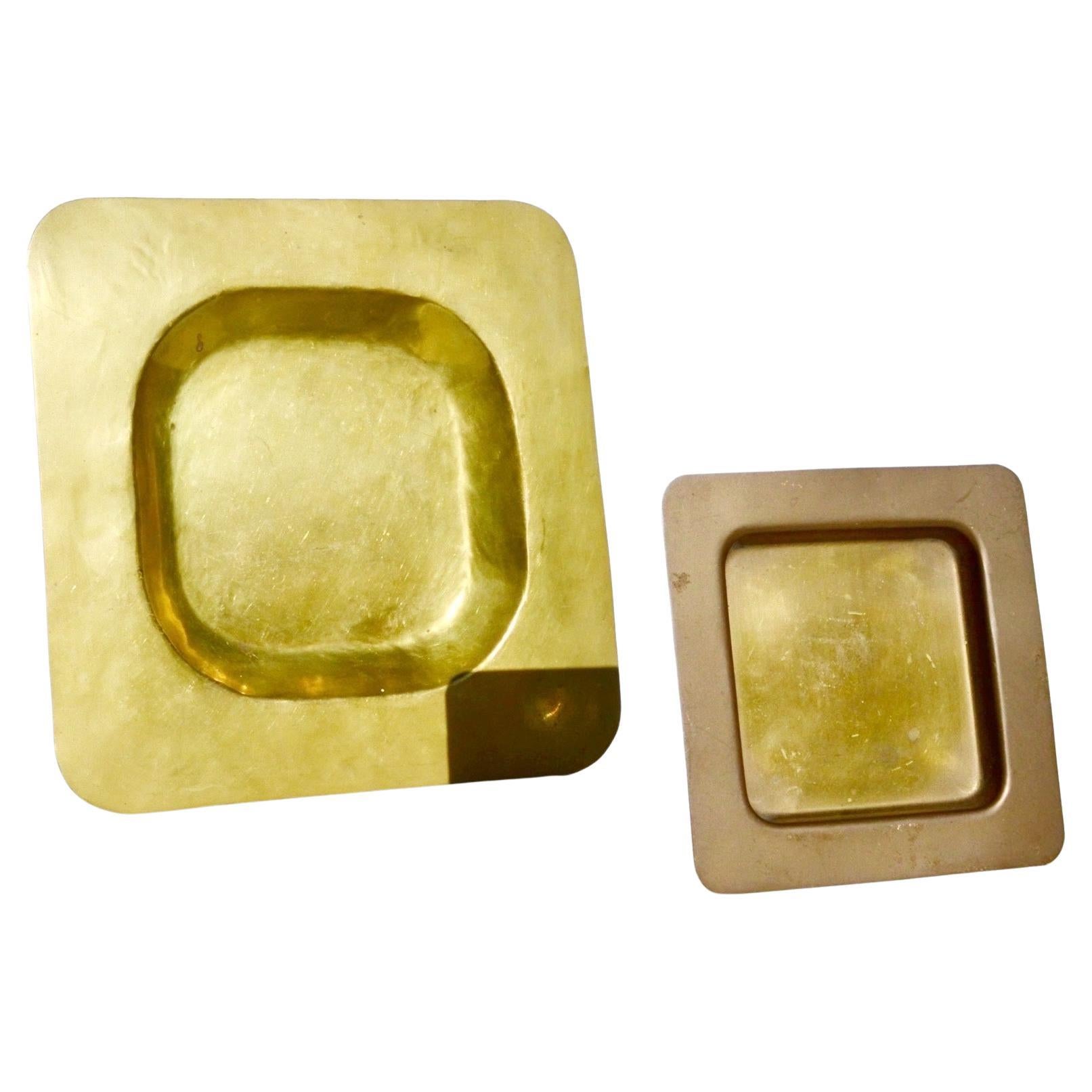 Pair of Embossed Brass Trays — French Dinanderie, 1970s For Sale