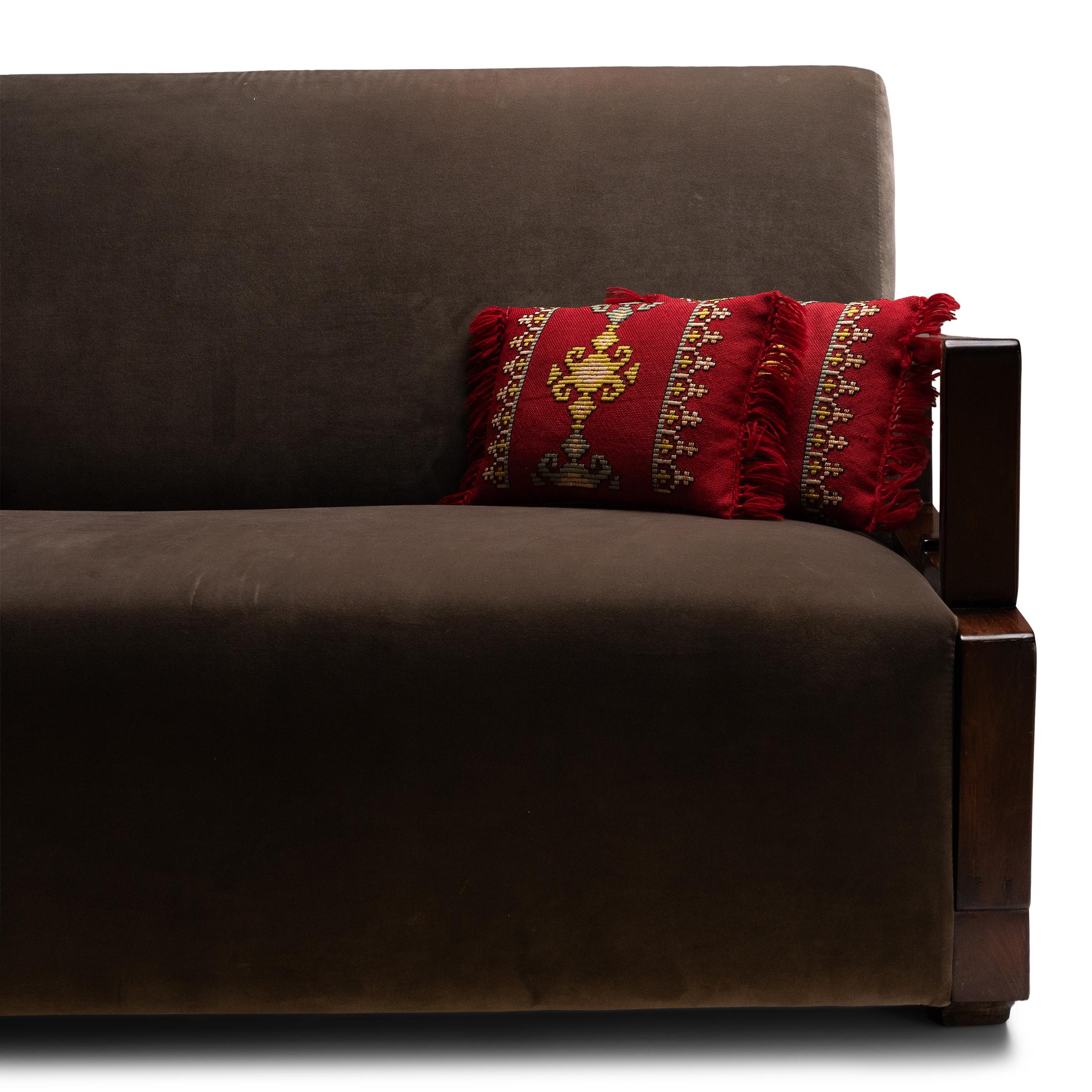 This pair of hand-crafted pillows was designed by a local Chicago artist and textile historian who lovingly repurposes the vintage fabrics, garments and embroidery fragments she collects during her travels. An ideal accent to a pair of armchairs,