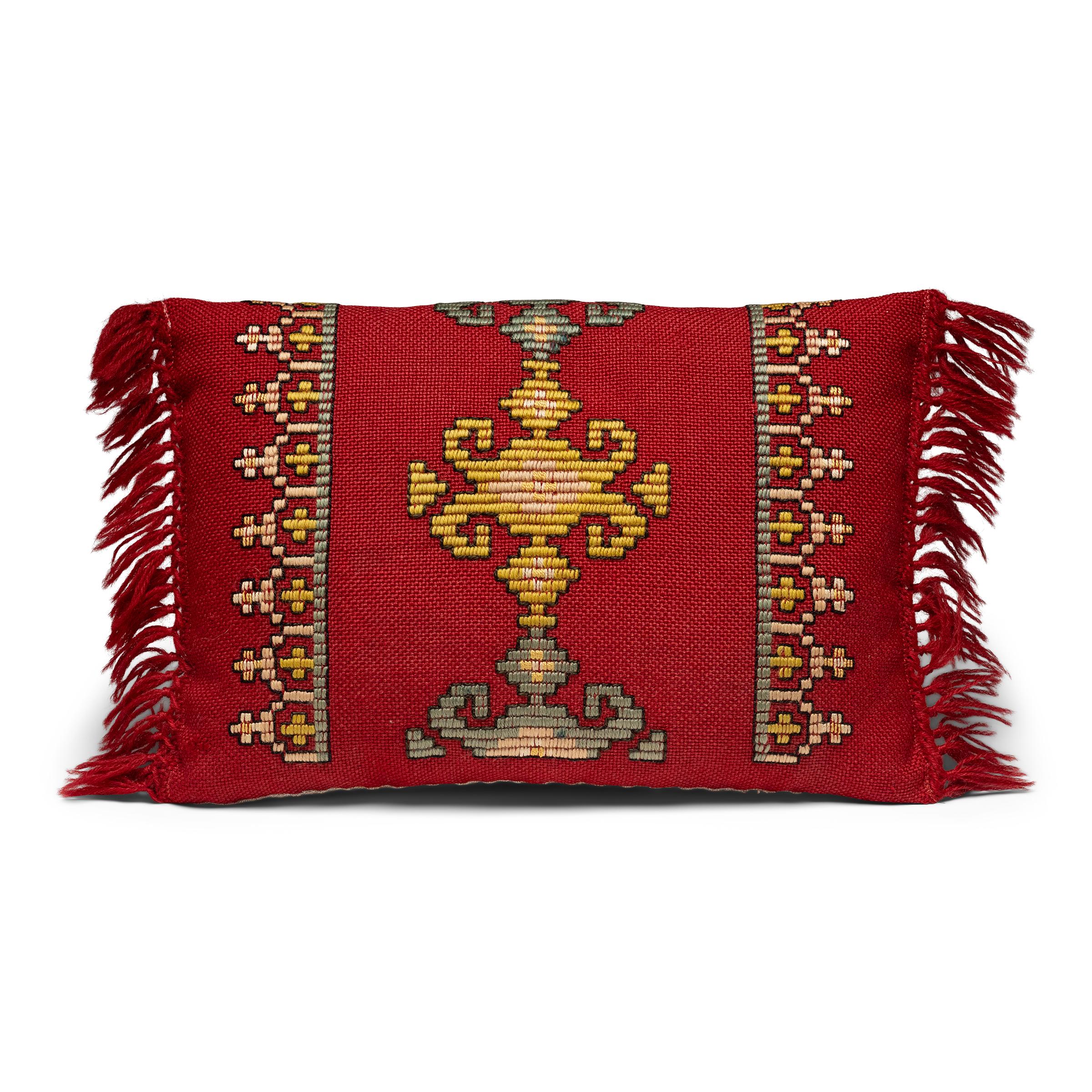 Folk Art Pair of Embroidered Hungarian Wool Pillows For Sale