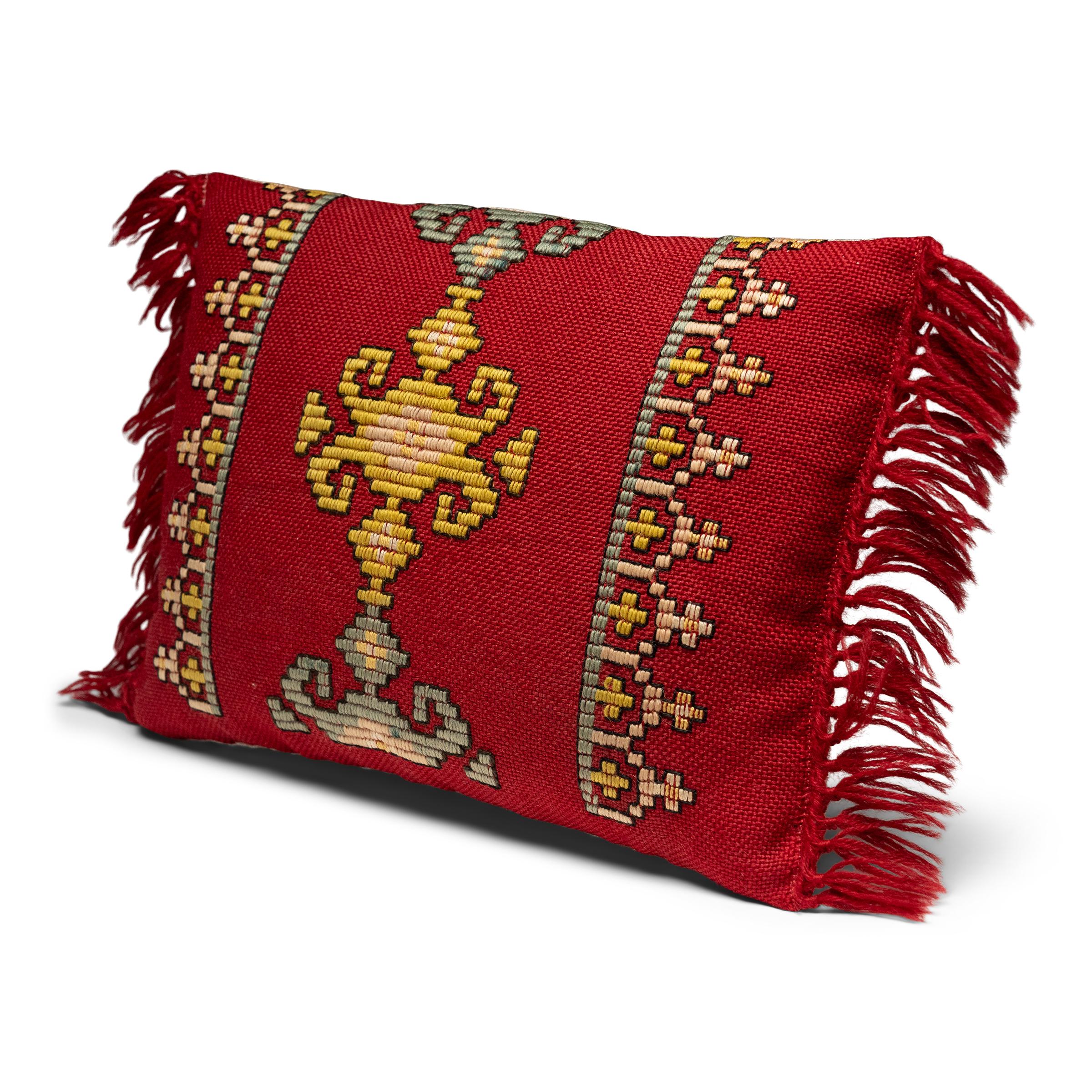 American Pair of Embroidered Hungarian Wool Pillows For Sale