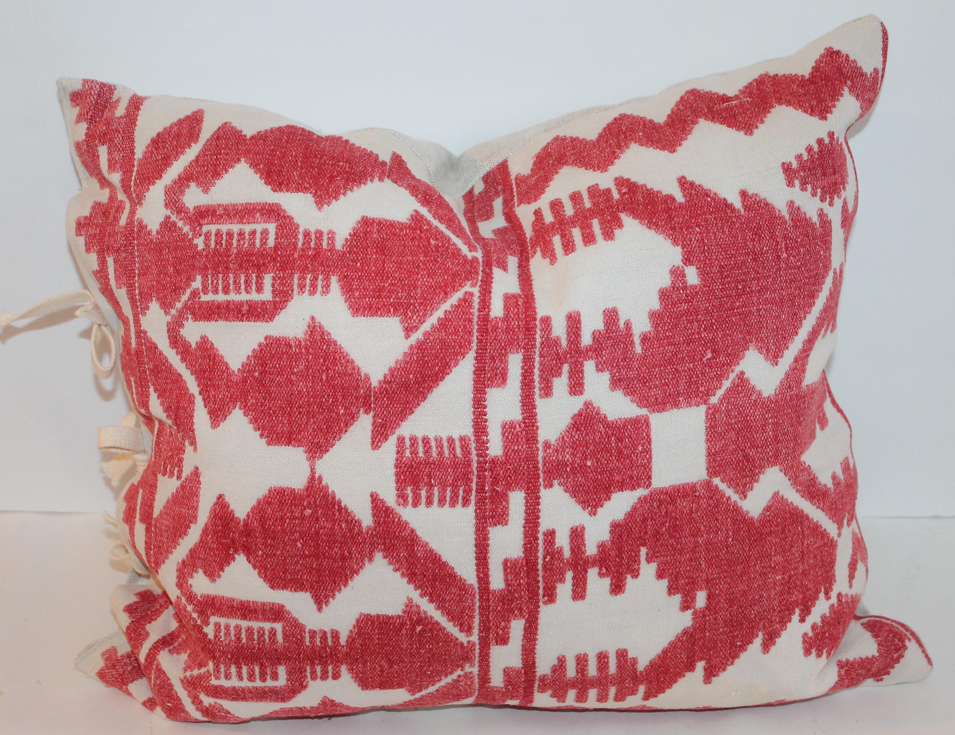 Adirondack Pair of Embroidered Linen Tribal Pillows