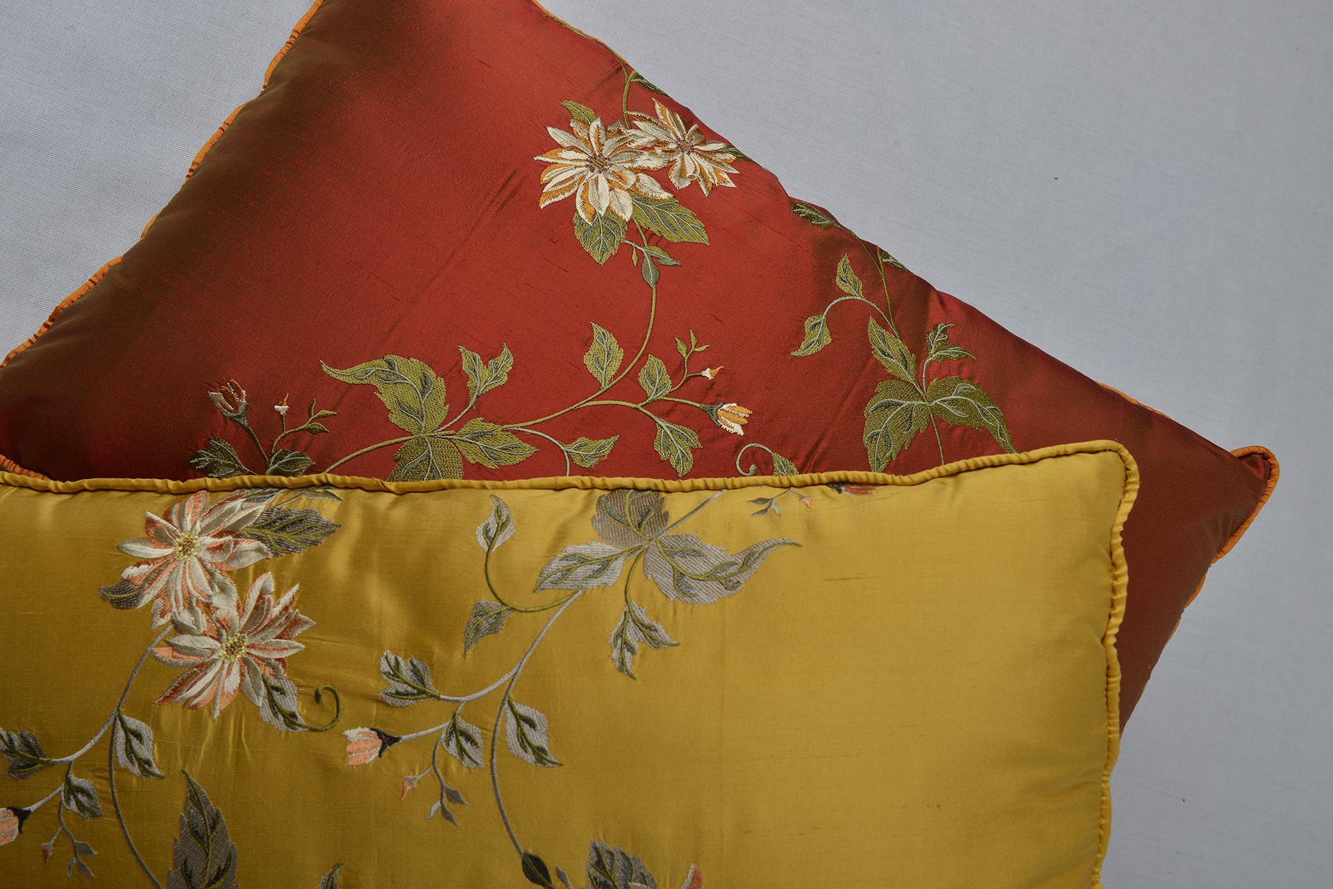 Pair of Embroidered Silk  Pillows For Sale 6