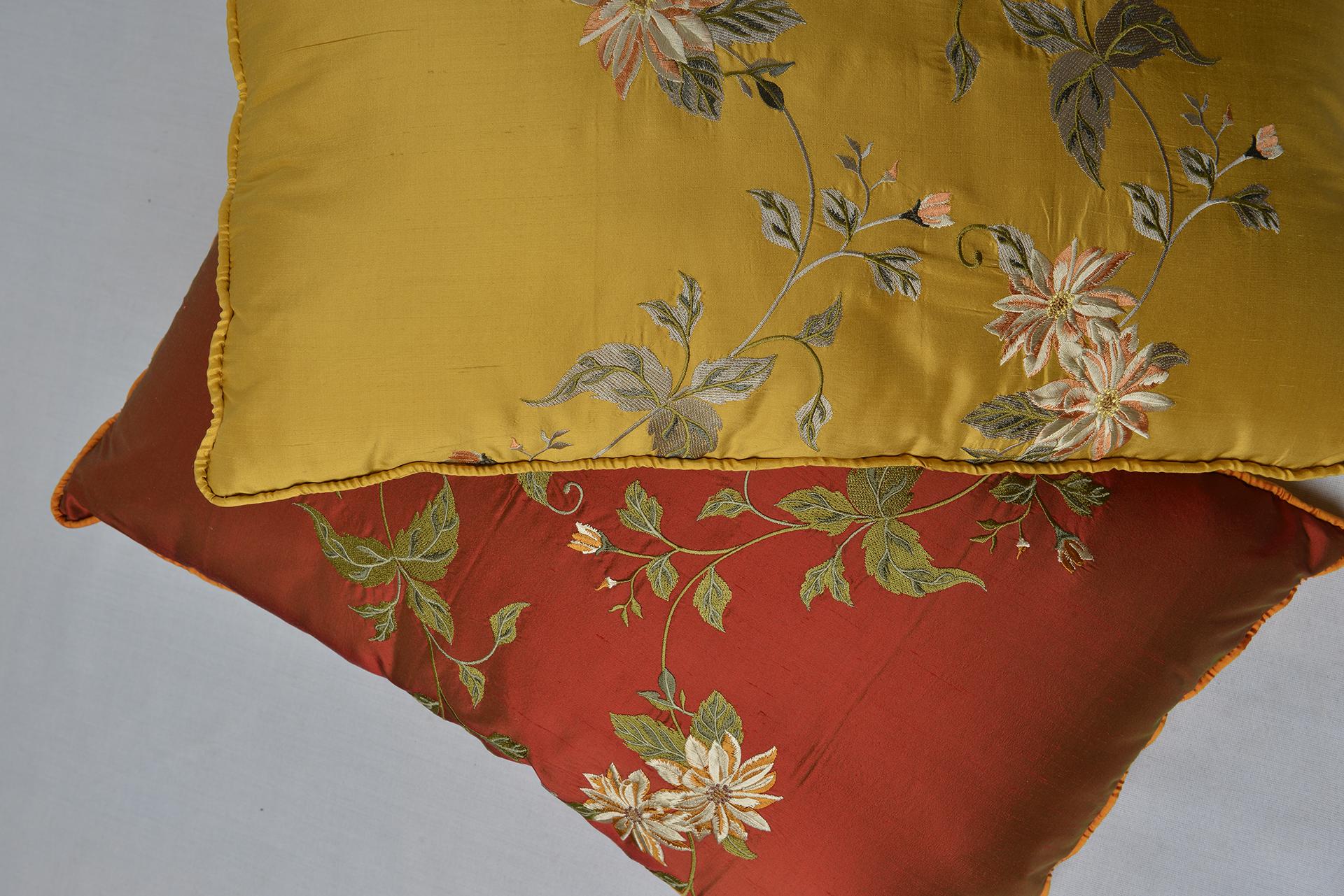 Pair of Embroidered Silk  Pillows For Sale 7