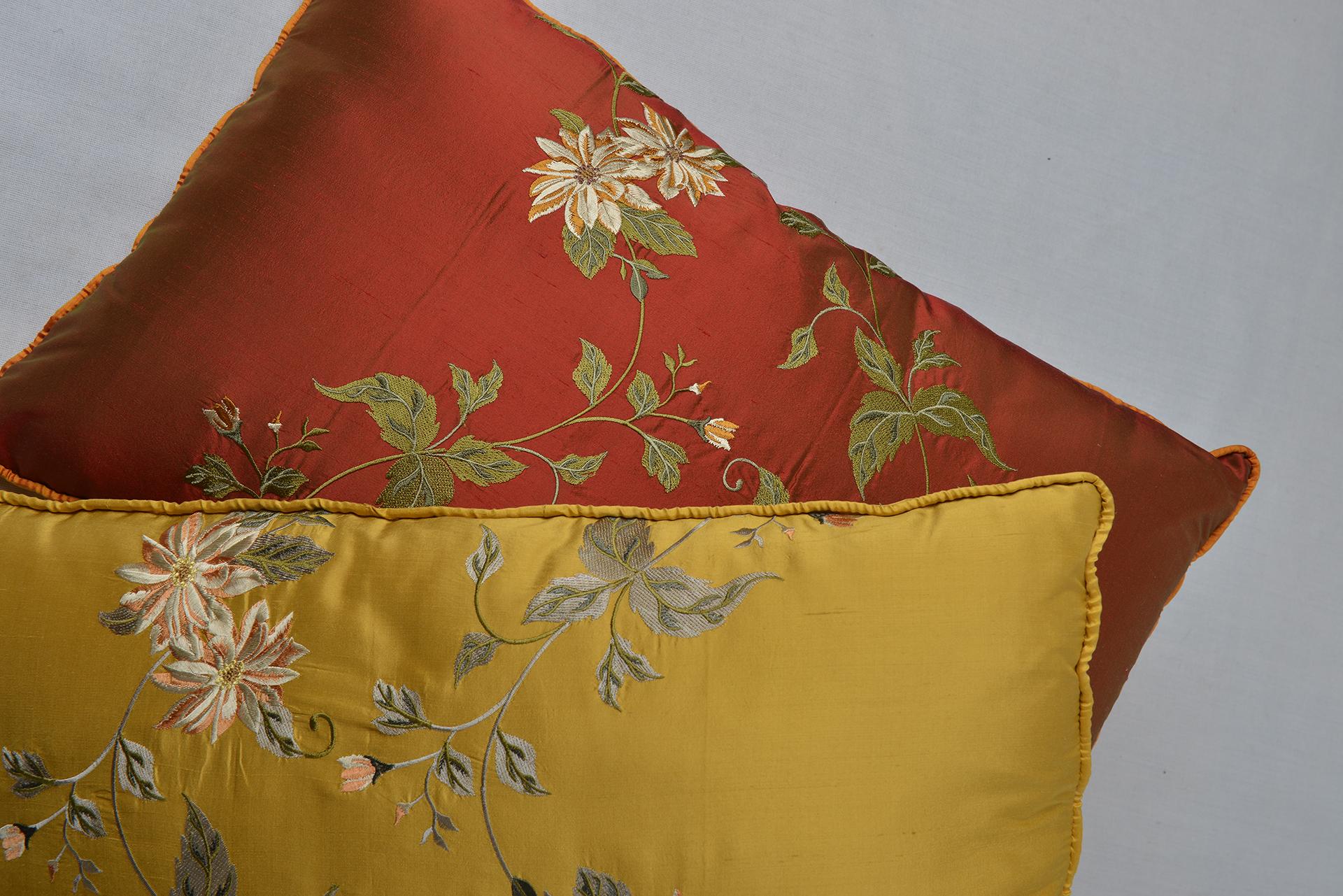 Pair of Embroidered Silk  Pillows For Sale 8