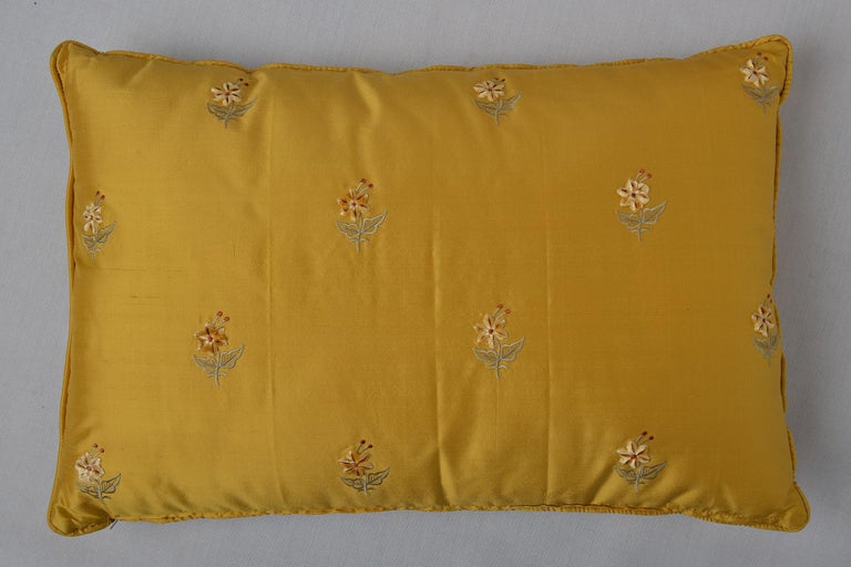 Pair of Embroidered Silk Cushions or Pillows For Sale at 1stDibs