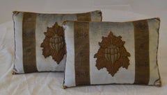 Pair of Embroidery Pillows, Antique Trim