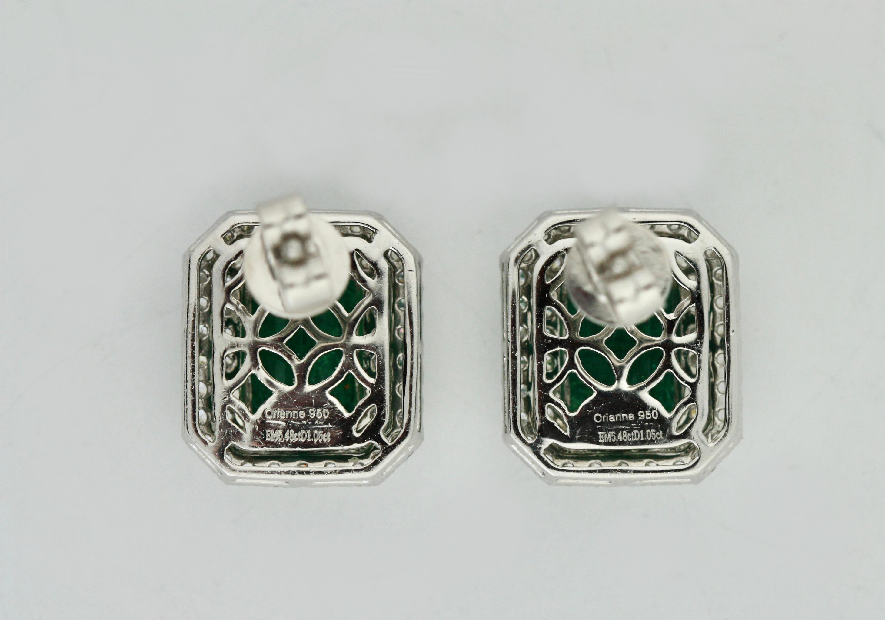 Pair of Emerald and Diamond Earrings 1