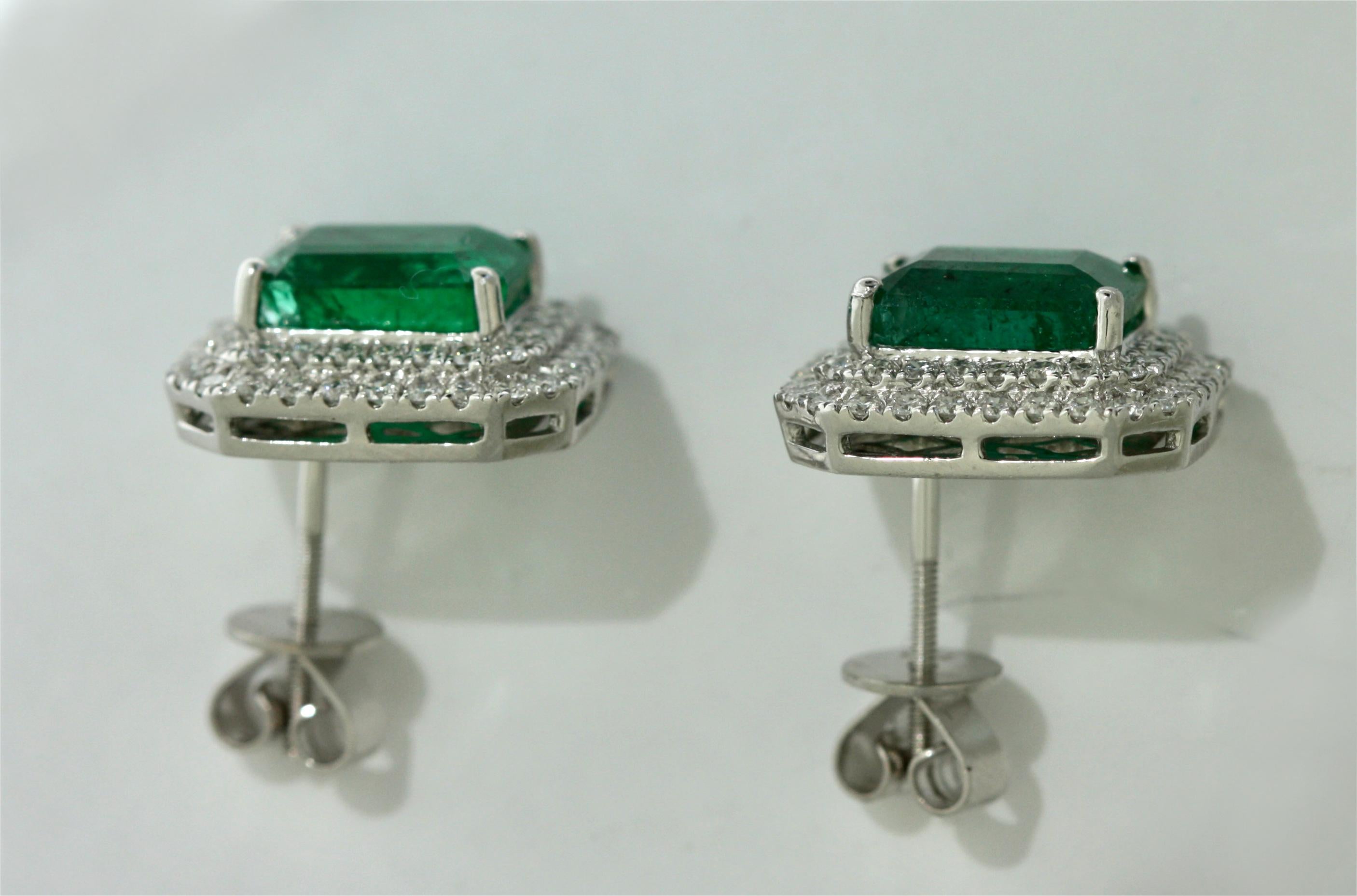 Pair of Emerald and Diamond Earrings 2