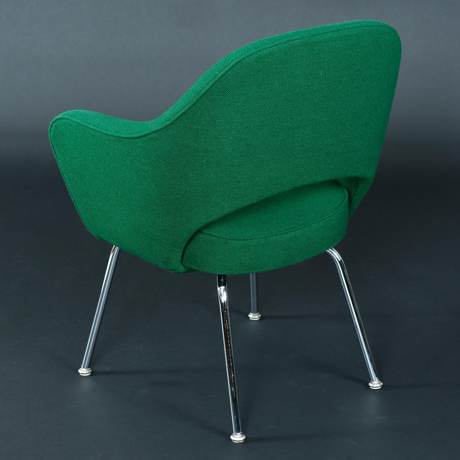 Stainless Steel Pair of Emerald Green Eero Saarinen for Knoll Executive Arm Chairs