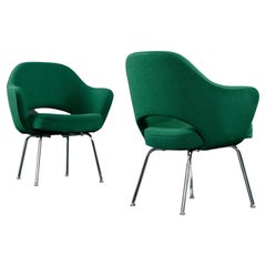 Pair of Emerald Green Eero Saarinen for Knoll Executive Arm Chairs