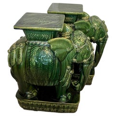 Pair of Emerald Green Glazed Garden Stools