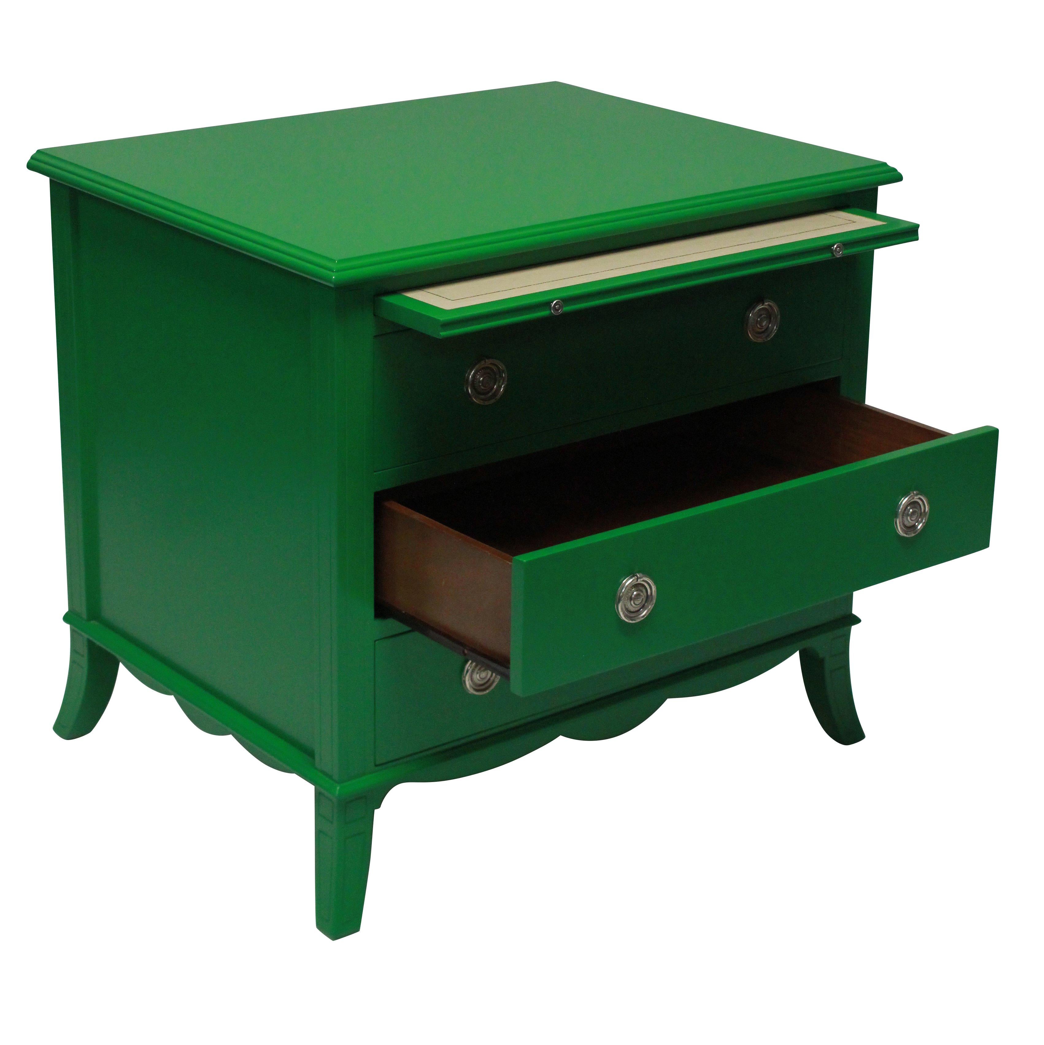 Late 20th Century Pair of Emerald Green Lacquered Chests in the Manner of Dorothy Draper