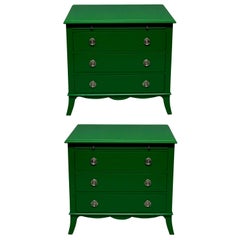 Pair of Emerald Green Lacquered Chests in the Manner of Dorothy Draper