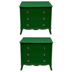 Pair of Emerald Green Lacquered Chests in the Manner of Dorothy Draper