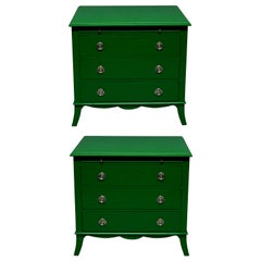 Pair of Emerald Green Lacquered Chests in the Manner of Dorothy Draper