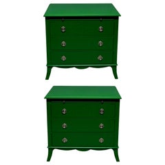 Pair of Emerald Green Lacquered Chests in the Manner of Dorothy Draper