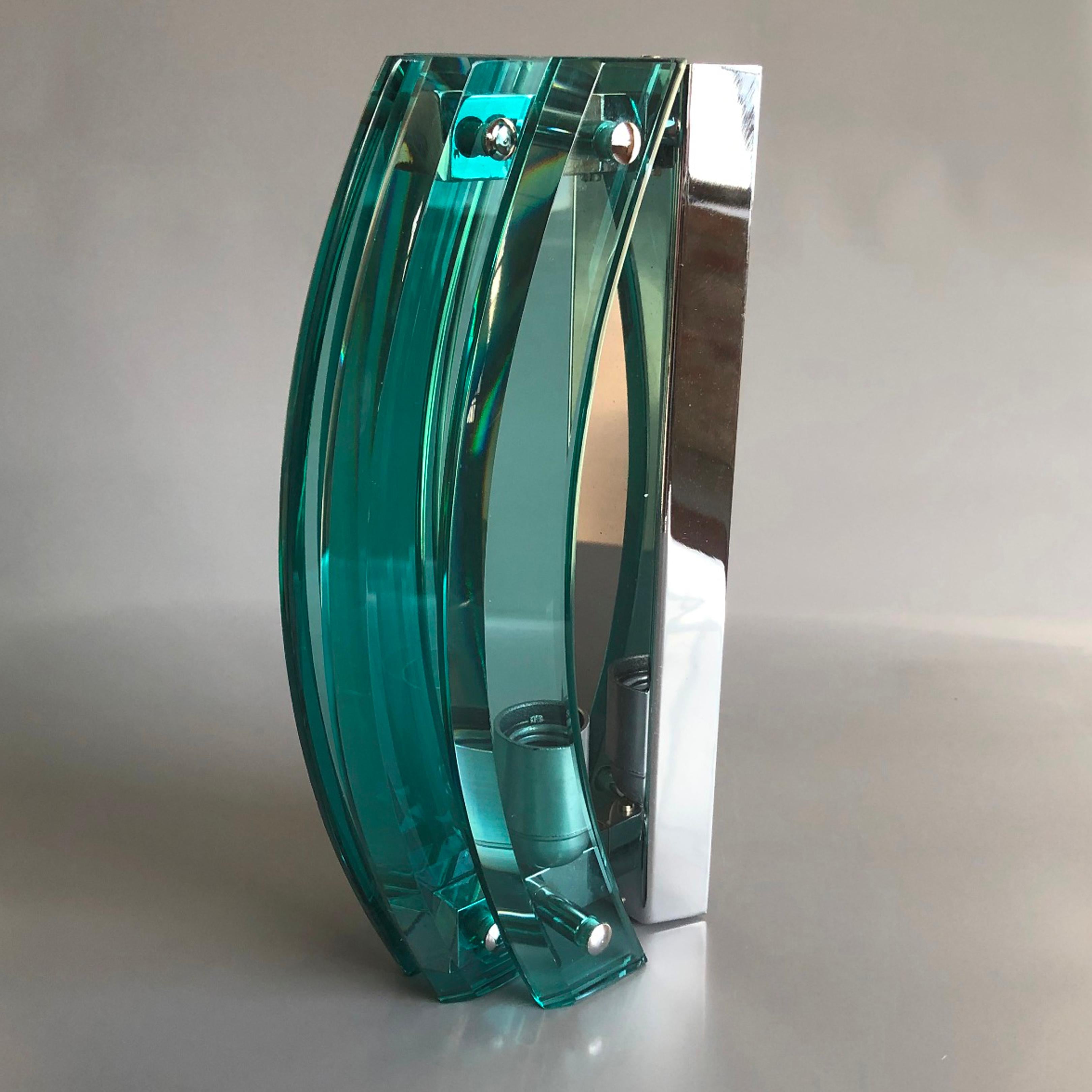 Pair of Emerald Green Murano Glass Wall Lights, Florence Italy 1970s For Sale 2