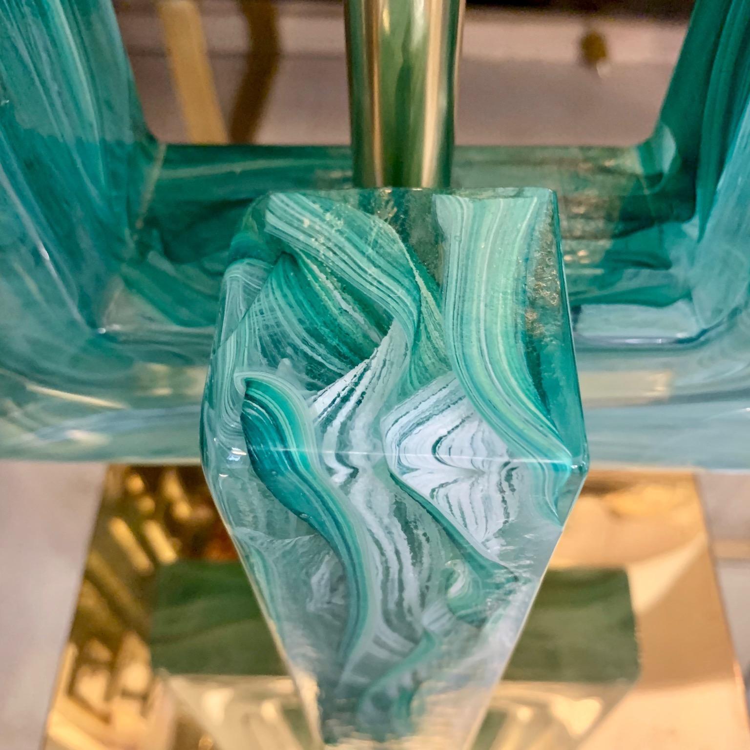 Pair of Emerald Green Murano Table Lamps, 1970s 3