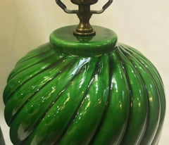 Pair of Emerald Green Porcelain Lamps